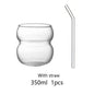 Transparent Glass Tumbler with Straw — 12 fl oz (350 ml) & 18.6 fl oz (550 ml) Cold Coffee, Juice & Cocktail Glass
