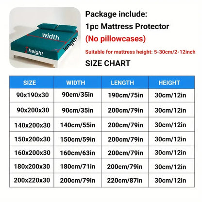 Waterproof Fitted Mattress Protector 1pc — Breathable Soft Deep-Pocket Cover for Single (Twin) or Double (Full) Bed