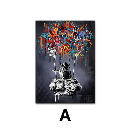 Classic Abstract Wall Art Banksy Street Graffiti Wall Art HD Canvas Print Poster Home Living Room Bedroom Decoration