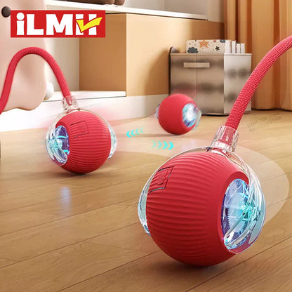 Rechargeable Interactive Cat Ball Toy — Automatic Rolling Smart Toy with Tail, LED & Obstacle Avoidance