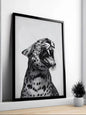 Fashion Stylish Wall Art Print - Trendy Leopard Roar Print - Black and White - Home Decor - Printable Wall Art Digital Download
