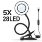 5X/10X LED Magnifying Glass with Light — 3 Color Modes, 10 Brightness Levels, 3.27-inch Glass Lens, Clip-On & Stand for Reading, Crafting, Manicure