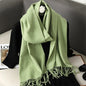 62-Color Winter Cashmere Scarf – Warm Tassel Pashmina Wrap for Women
