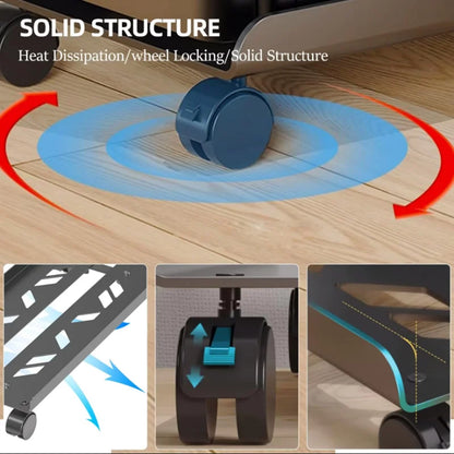Mobile CPU Stand, Steel PC Tower Stand CPU Holder with Rolling Caster Wheels, Computer Tower Stand Fits Most PC for Home Office