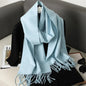 62-Color Winter Cashmere Scarf – Warm Tassel Pashmina Wrap for Women