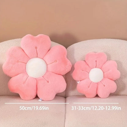 Plush Daisy Throw Pillow - Soft Decorative Cushion for Bed & Sofa, White/Pink Floral