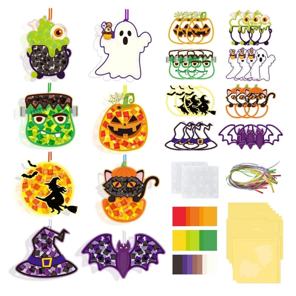 Halloween Handmade Paper-Cutting DIY Decoration Set - Cute Spooky Handcrafted Paper Craft for Home, Party & Family Activity - Set 1 & Set 2