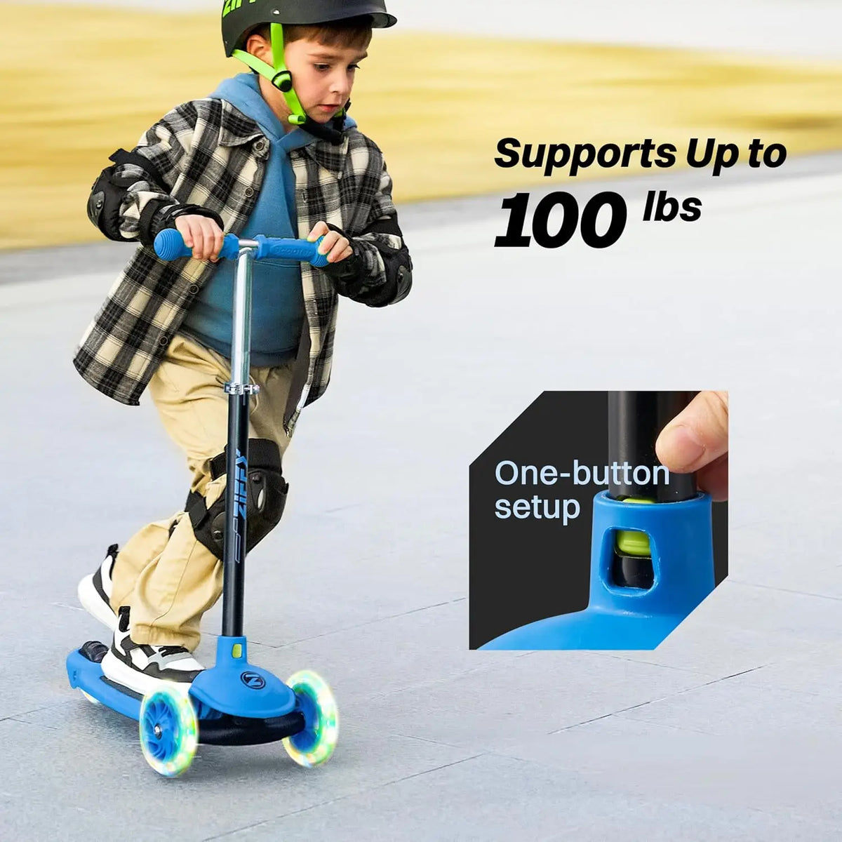 Joyfy 3-Wheel Kids Scooter with LED Wheels, 5-Position Height