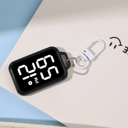 LED Keychain Digital Pocket Watch - Mini Electronic Timepiece for Backpacks & Keys