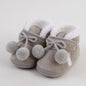 Baby Soft Pompom Snow Booties - Warm Infant & Toddler First Walker Boots, Sizes 12-14 (4.3-4.9 in / 11-12.5 cm)