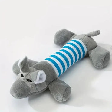 Plush Squeaky Dog Toy 9.5 in (24 cm) - Durable Interactive Chew Toy for Aggressive Chewers, Pig Duck Elephant