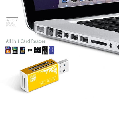 USB 2.0 4-Port Multi Card Reader – SD/TF/SDHC/MMC/MS/M2 Adapter for Laptop & Desktop