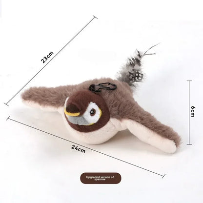 Rechargeable Interactive Plush Bird Cat Toy with Catnip — Touch-Activated Flapping & Chirping, USB Rechargeable