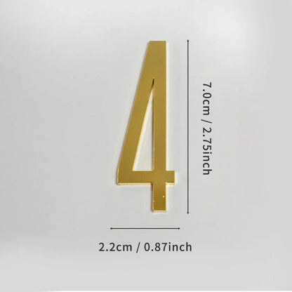 Golden Door Number with Backing Adhesive 7cm Metal House Number Apartment Door Number for Outdoor Hotel Home Mailbox Label