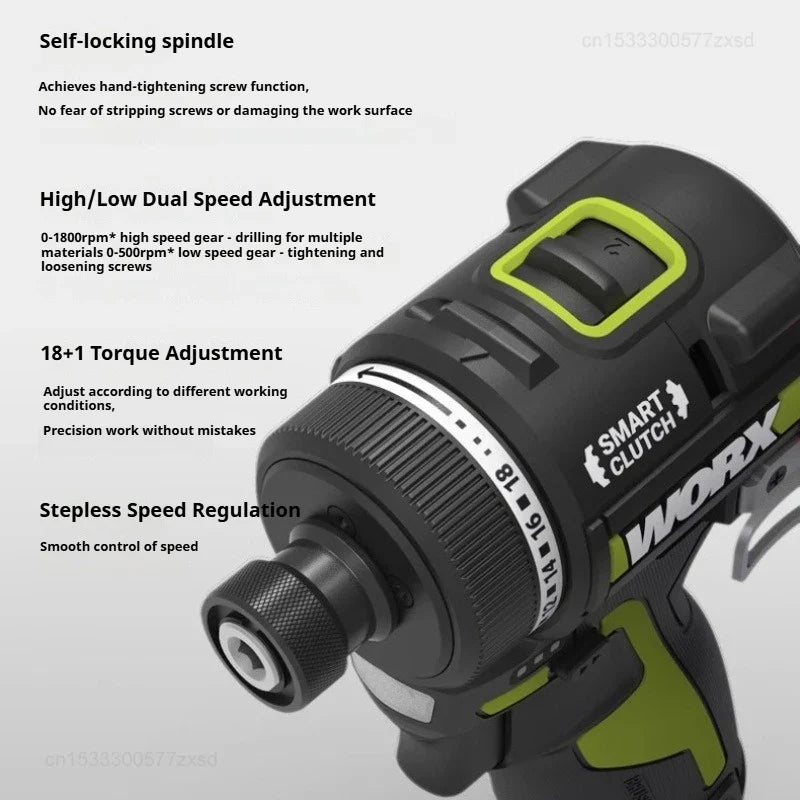 Cordless Brushless Impact Driver Drill, Rechargeable High-Torque Screwdriver with Metal Chuck, DIY Power Tool