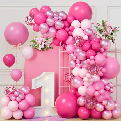 Pink Red Balloon Garland Arch Kit Happy Birthday Party Decoration Kids Wedding Birthday Balloon Latex Baloon Baby Shower Decor