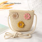 Girls Daisy Straw Mini Messenger Bag, Kids Shoulder Handbag with Coin Purse