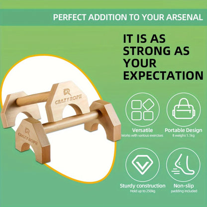 Pair Wooden Push-Up Bars – Portable Pushup Stands for Strength Training & Handstand Practice