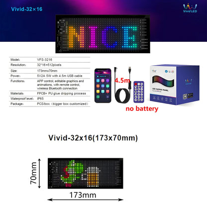 Smart Bluetooth LED Display Screens RGB LED Module Sign Matrix Pixel LED Panel Scrolling Signboard Advertising Light Car Decor
