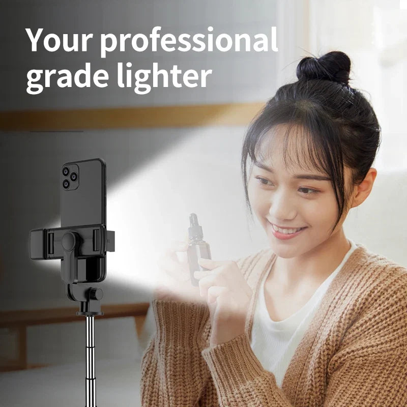 3 In 1 Wireless selfie stick Tripod With Fill Light Bluetooth Shutter Remote Control Portable Foldable Monopod For Smart Phone