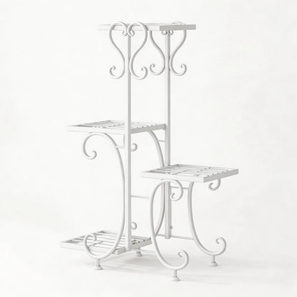 4-Tier Metal Corner Plant Stand with Adjustable Feet