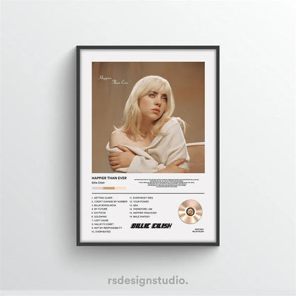 Rap Music Album Cover Happier Than Ever Poster Aesthetic Rapper Hip Hop Rock Canvas Wall Art Ideal for Room Decor