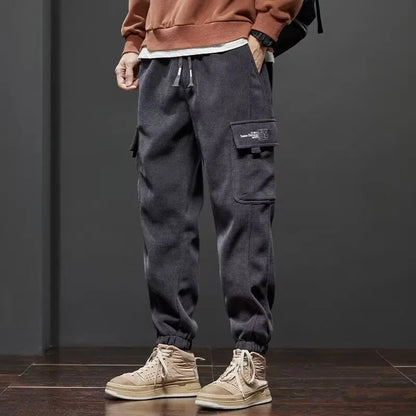 Men's Elastic Waist Drawstring Jogger Pants Stretch Straight Harem Cargo Ankle-Length