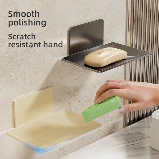 No-Drill Wall-Mounted Soap Rack Waterproof Metal Soap Holder for Bathroom Shower
