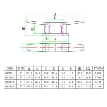 1Pc 4" 5" 6" 8" Combo Mooring Cleat 2 Hole 316 Stainless Steel Polished Boat Cleats for Marine Boat Deck Rope Tie Yacht
