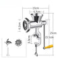 Manual Stainless Steel Meat Grinder Hand Crank with Table Clamp - Multipurpose Food Processor for Meat, Vegetables & Sausage Stuffer