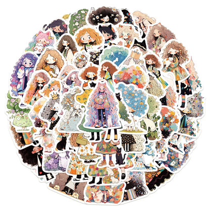 10/30/50pcs Cute Cartoon Girl Anime Stickers Aesthetic Decals Fridge Laptop Phone Scrapbook Diary Decoration Sticker Kids Toys