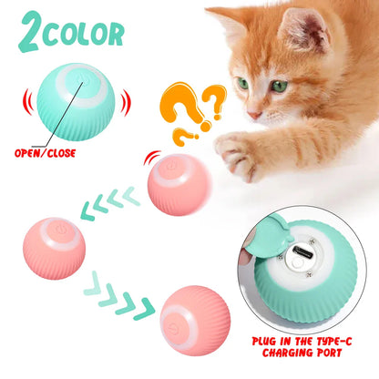 Automatic Rolling Cat Ball Toy – USB Rechargeable Interactive Self-Moving Kitten Toy for Indoor Play