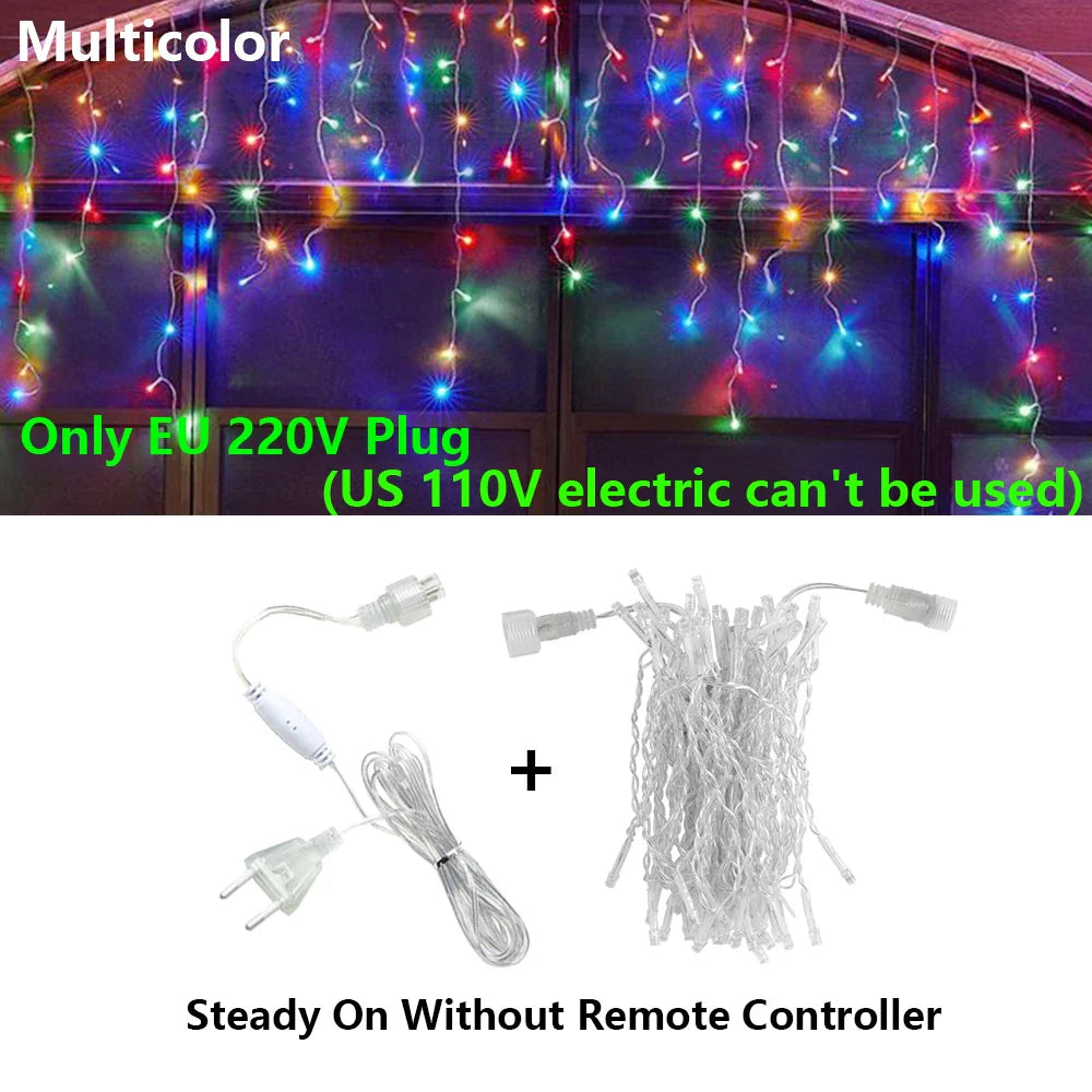 LED Icicle Curtain Fairy String Lights 3.5-40M (11.5-131ft) Remote Waterproof Outdoor Indoor Christmas Wedding Decor