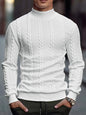 Men's High Collar Knit Sweater - Slim Fit Vintage Twist Turtleneck Pullover, Warm Winter Knitwear