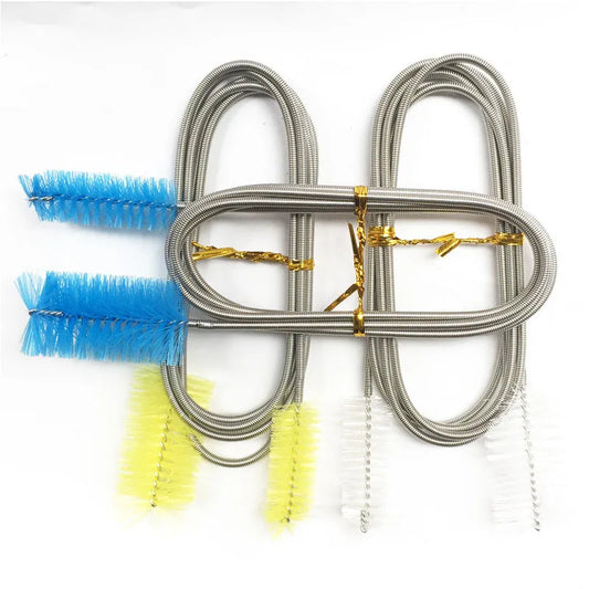Flexible Aquarium Hose & Air Tube Cleaner — Stainless Steel Double-Head Brush with Nylon Bristles, 90 cm (35.4 in) or 155 cm (61 in)