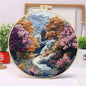 Beginners Hand Embroidery Kit - Mountain & Moon Landscape with Fabric & Threads