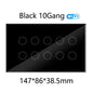 WiFi Smart Touch Glass Wall Light Switch — 8 Gang or 10 Gang (147 x 86 x 38.5 mm / 5.79 x 3.39 x 1.52 in) — Tuya/Smart Life, Alexa & Google Home