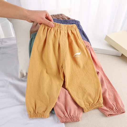 Kids Anti-Mosquito Cotton Bloomers - Lightweight Summer Air-Conditioning Pants for Boys & Girls, Ages 1-5