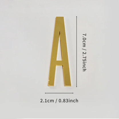 Golden Self Adhesive House Number Metal English Alphabet Letters for Apartment Room Door Plate Table Mailbox Number Stickers 7cm