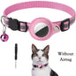 Adjustable Reflective Cat Collar with Tracker Case & Bell — Protective PU Holder for Bluetooth GPS Trackers, 22–34 cm (8.7–13.4 in)