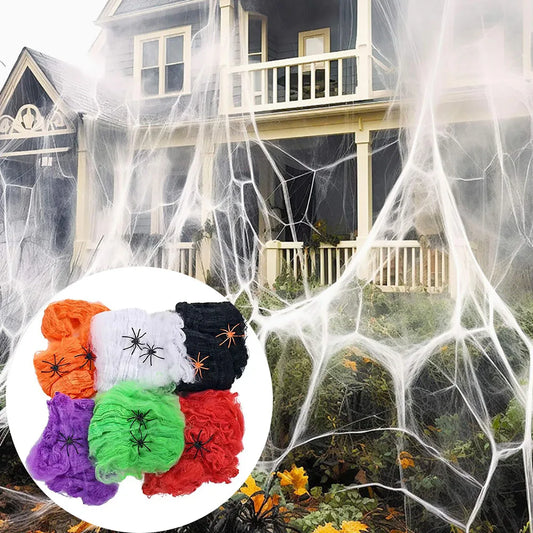 Stretchy Spider Web Halloween Decoration with Spider