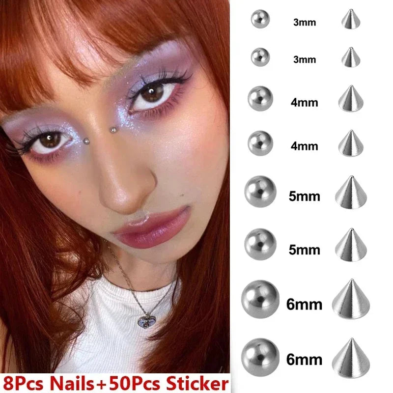 58pcs Non Piercing Lip Nails Sticker Selfadhesive Waterproof Reusable