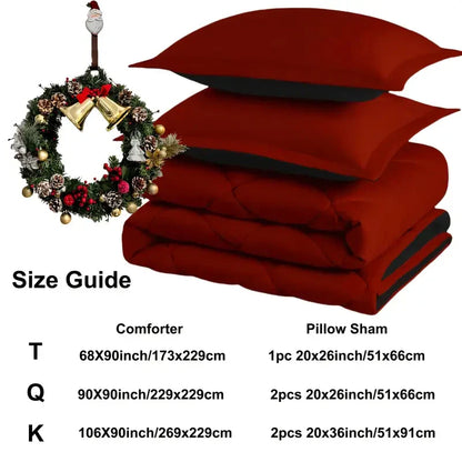 2/3-Piece Reversible Comforter Set – Queen/King – All-Season Microfiber Comforter with 1–2 Pillow Shams