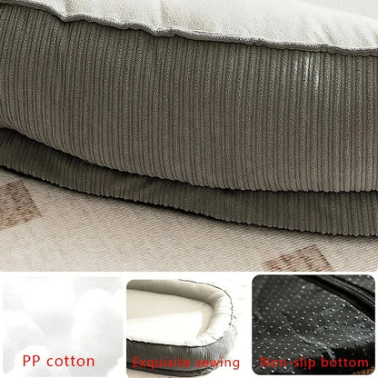 Breathable Machine-Washable Dog Bed - Plush Pet Bed for Puppies and Dogs, Solid Pattern