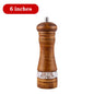 Solid Wood Salt & Pepper Mills - Refillable Spice Grinder with Adjustable Ceramic Core - 5, 8, 10 in (12.7, 20.3, 25.4 cm)