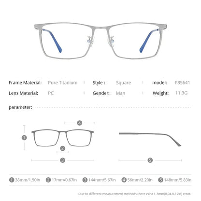 FONEX Titanium Square Glasses – Ultralight Men’s High-End Eyewear
