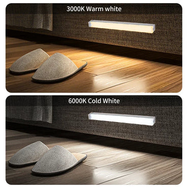 Wireless Rechargeable LED Motion Sensor Cabinet Night Light - Magnetic Under-Cabinet Light for Closet, Kitchen, Wardrobe, Stairs