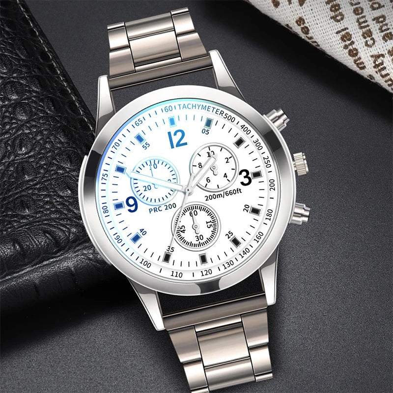 Men's Business Quartz Watch 40mm Stainless Steel Band with Bracelet (1 or 2-Pack)