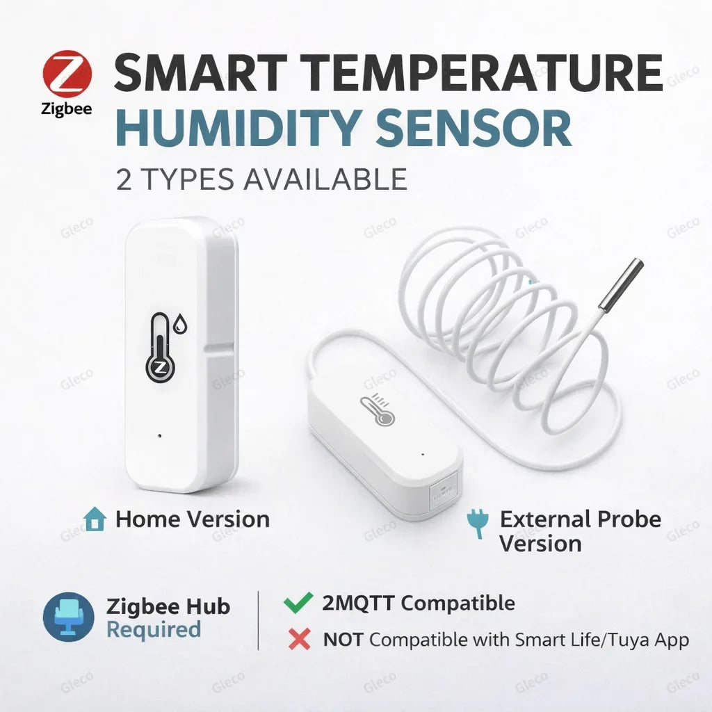 Zigbee 3.0 Smart Temperature Humidity Sensor Option With 1M Waterproof Probe For Zigbee2MQTT Home Assistant Aquarium Incubator