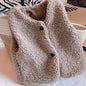 Kids Faux Lamb Wool Vest – Plush V-Neck Sleeveless Coat for Boys & Girls, Warm Autumn Winter Waistcoat